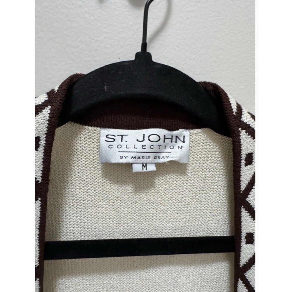 ST JOHN COLLECTION | Cream & Brown Cardigan M - Picture 6 of 10